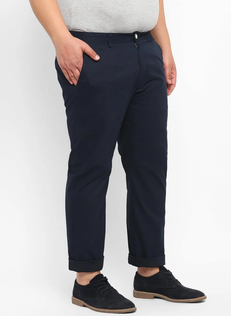 Urbano Fashion  Urbano Plus Men's Dark Blue Cotton Regular Fit Casual Chinos Trousers for Men | Best Price UAE